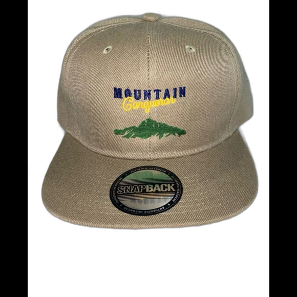 Mountain Conqueror Cap Hat Unisex Snapback Adjustable Brown Embroidered - Picture 1 of 9